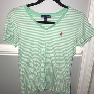 Mint green striped polo